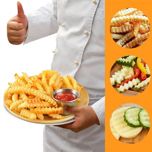 French Fries Cutter Stainless Steel Potato Cutter Knife Vegetable Wave Cutting Tools Kitchen Gadgets - Zambeel