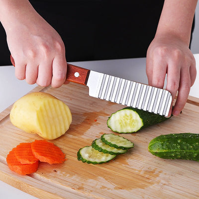 French Fries Cutter Stainless Steel Potato Cutter Knife Vegetable Wave Cutting Tools Kitchen Gadgets - Zambeel