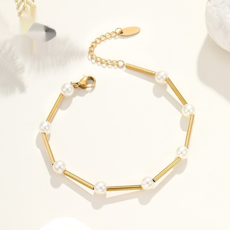 French Retro Artificial Pearl Bracelet Metal - Zambeel