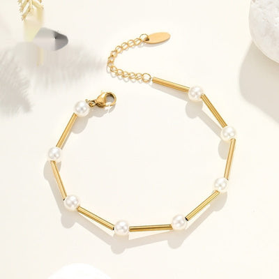 French Retro Artificial Pearl Bracelet Metal - Zambeel