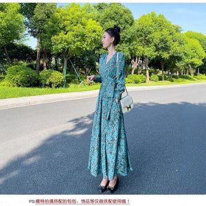 French - style Cinched Chiffon Maxi Dress - Zambeel