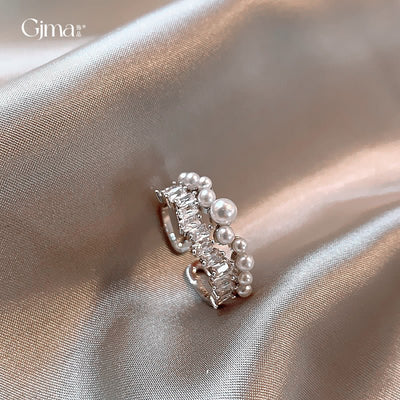 French - style Open Circle Ring With Hollowed - out Pearl Design - Zambeel