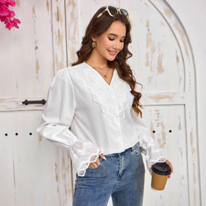 French - style Shirt With Stylish Flared Sleeves - Zambeel
