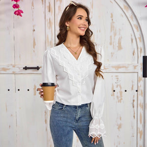 French - style Shirt With Stylish Flared Sleeves - Zambeel