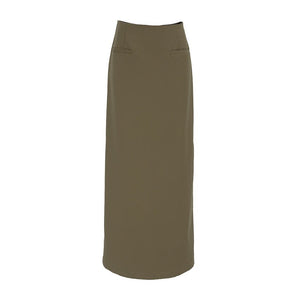 French - style Sophisticated Solid - color High - waisted Skirt With A Slit - Zambeel