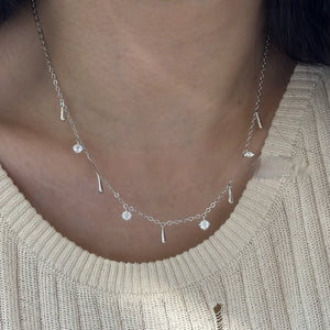 French White Zirconium Tassel Water Drop Sterling Silver Necklace Niche Design - Zambeel