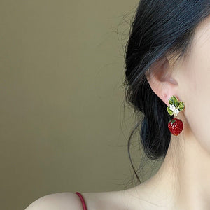 Fresh And Sweet Red Strawberry Earrings For Women - Zambeel