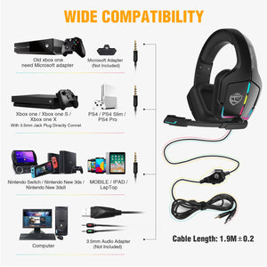 Gaming Headset RGB Wired Computer Headset PS4 Headset - Zambeel