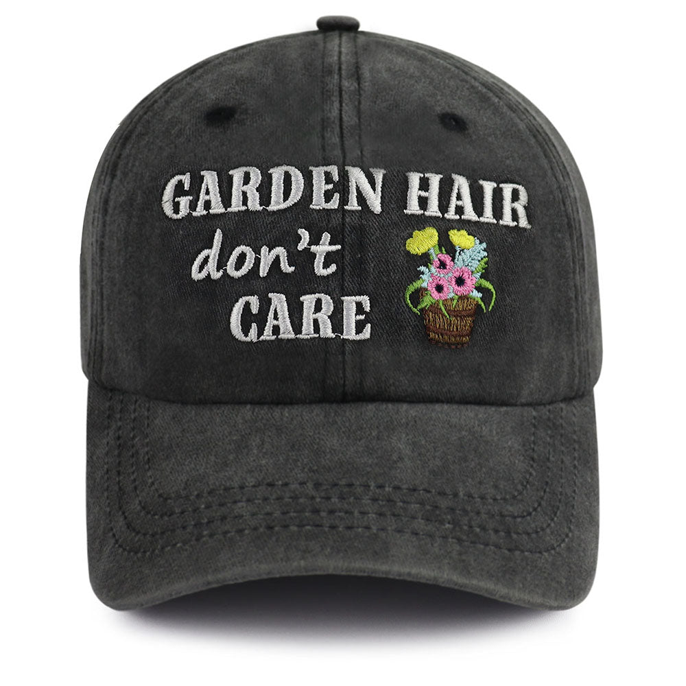 Garden Hair Hat For Men Women, Adjustable Embroidered Wash Cotton Baseball Cap - Zambeel