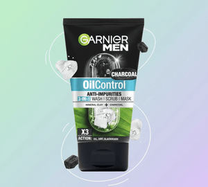 Garnier Men - 3 - in - 1 Oil Control Charcoal Wash - Zambeel