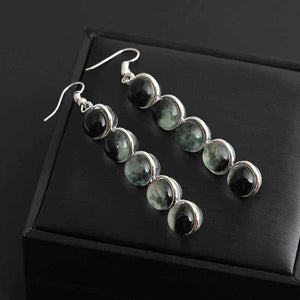 Gemstone Moon Fashion Glass Ball Star Long Earrings - Zambeel