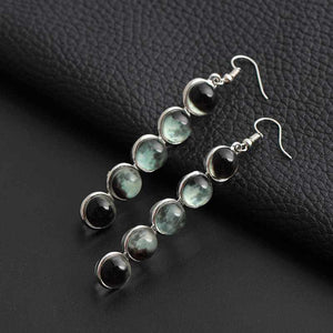 Gemstone Moon Fashion Glass Ball Star Long Earrings - Zambeel
