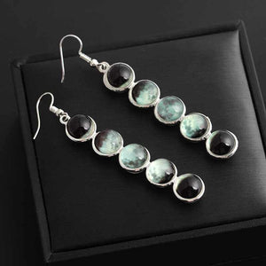 Gemstone Moon Fashion Glass Ball Star Long Earrings - Zambeel