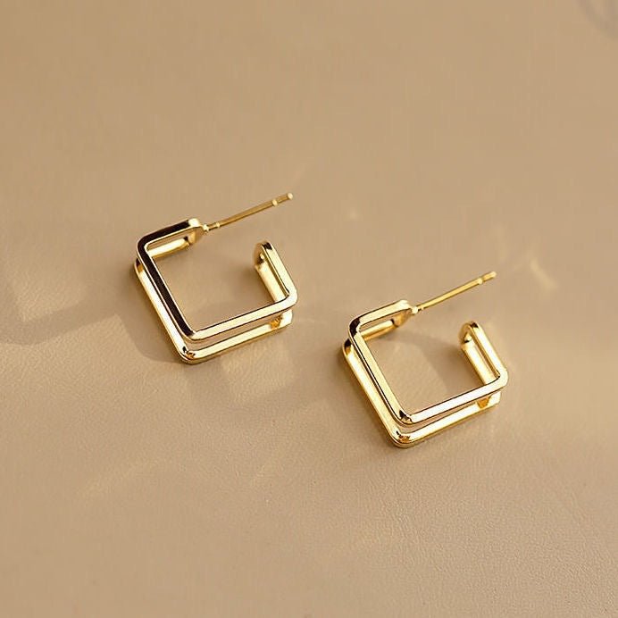 Geometric Square Hoop Earrings With An Instagrammable, Cool, Minimalist Design - Zambeel