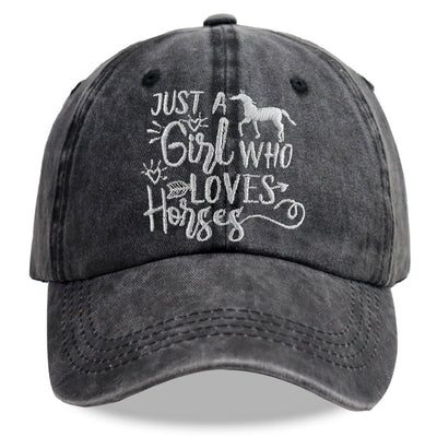 Girl Who Loves Horses Hat For Men Women, Adjustable Embroidered Wash Cotton Baseball Cap - Zambeel