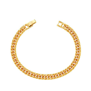 Gold - plated Copper Bracelet Men's Lady Couple Jewelry Alloy Curb Necklace - Zambeel