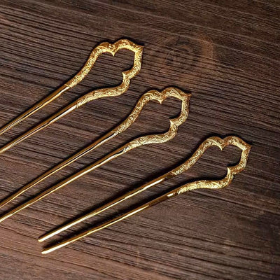 Gold - plated Vintage U - shaped Hairpin - Zambeel