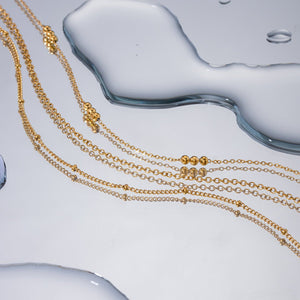 Gold Stainless Steel Three - layer Rice - bead Necklace Jewelry That Wont Fade - Zambeel