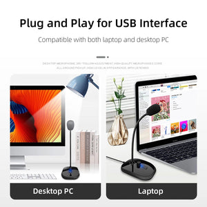Gooseneck Computer Microphone USB Sound Card Monitor - Zambeel