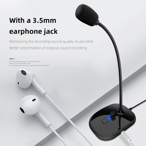 Gooseneck Computer Microphone USB Sound Card Monitor - Zambeel