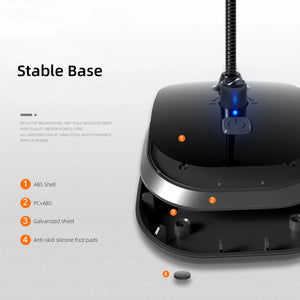 Gooseneck Computer Microphone USB Sound Card Monitor - Zambeel