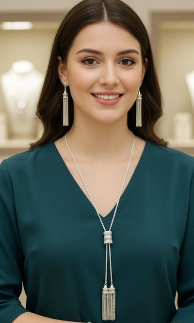 Grace Tassel Necklace Set - Zambeel