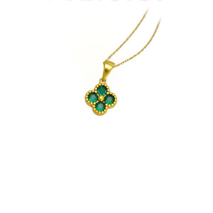 Green 4 Leaf Clover 24K Gold Necklace For Women, Lucky Pendant Chain Necklace Jewelry - Zambeel