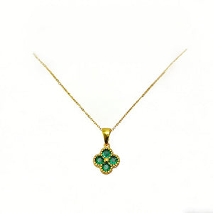 Green 4 Leaf Clover 24K Gold Necklace For Women, Lucky Pendant Chain Necklace Jewelry - Zambeel