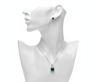 Green Rectangle Cubic Zirconia Set - Zambeel