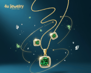 Green Square Cubic Zirconia Set - Zambeel