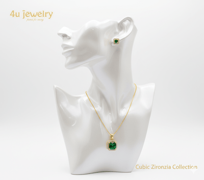 Green Square Cubic Zirconia Set - Zambeel