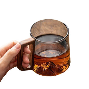 Guanshan Glass Single - layer Side Wooden Handle Drinking Cups Household Large - capacity Milk Tea Juice Single - layer Cup Kitchen Gadgets - Zambeel