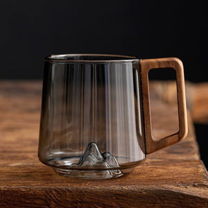 Guanshan Glass Single - layer Side Wooden Handle Drinking Cups Household Large - capacity Milk Tea Juice Single - layer Cup Kitchen Gadgets - Zambeel