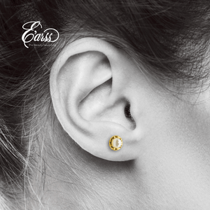 Hammered Bezel Pearl Gold Earring | Stainless Steel | 18K Gold Plated - Zambeel