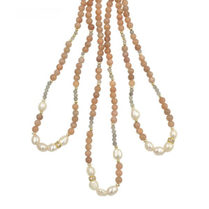 Handmade Sunstone Round Bead Necklace - Zambeel