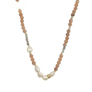Handmade Sunstone Round Bead Necklace - Zambeel