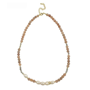 Handmade Sunstone Round Bead Necklace - Zambeel