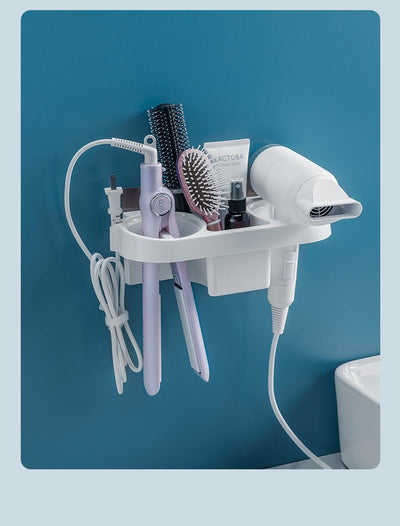 Hands Free Hair Dryer Holder Storage Box Curling Iron Shelf For Bathroom Organizer Storage Rack Bathroom Accessories Set Home - Zambeel