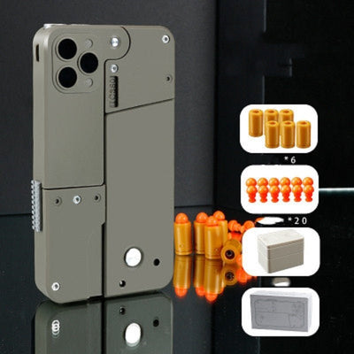 Harmless Folding Pistol Bullet Automatic Shell Throwing Toy Creative Soft Mobile Phone Appearance Gun Outdoor Interactive Kid Gift - Zambeel