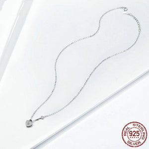 Heart Lock Necklace Women's Fashion White Gold Plated - Zambeel