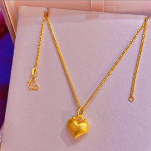 Heart Love Heart Pendant Necklace Brass Gold Plated - Zambeel
