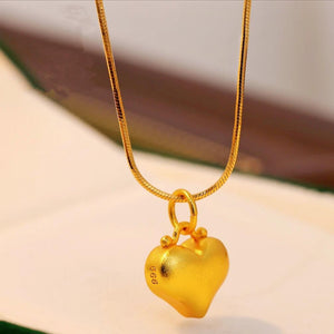 Heart Love Heart Pendant Necklace Brass Gold Plated - Zambeel