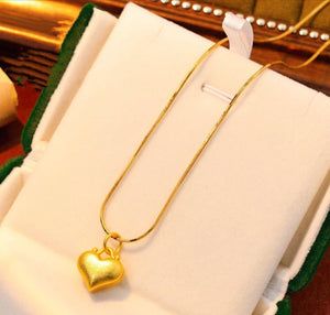 Heart Love Heart Pendant Necklace Brass Gold Plated - Zambeel