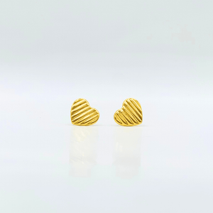 Heart Rib Gold Earrings | Stainless Steel | 18K Gold Plated - Zambeel