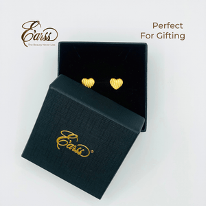 Heart Rib Gold Earrings | Stainless Steel | 18K Gold Plated - Zambeel
