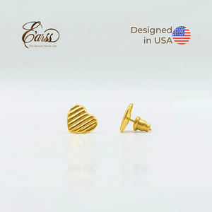 Heart Rib Gold Earrings | Stainless Steel | 18K Gold Plated - Zambeel