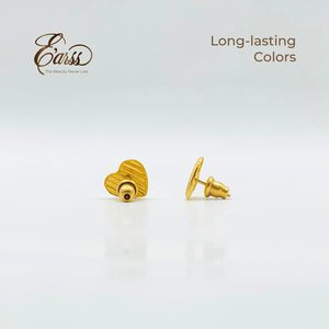 Heart Rib Gold Earrings | Stainless Steel | 18K Gold Plated - Zambeel