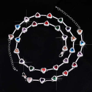 Heart - shaped Zircon Charm Bracelet And Necklace Set - Zambeel
