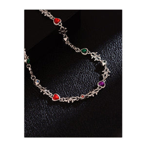 Heavy Industry Colored Loving Heart Zircon Hip Hop Necklace - Zambeel