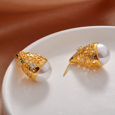 High - end, Light - luxury Waterdrop Pearl Stud Earrings - Zambeel